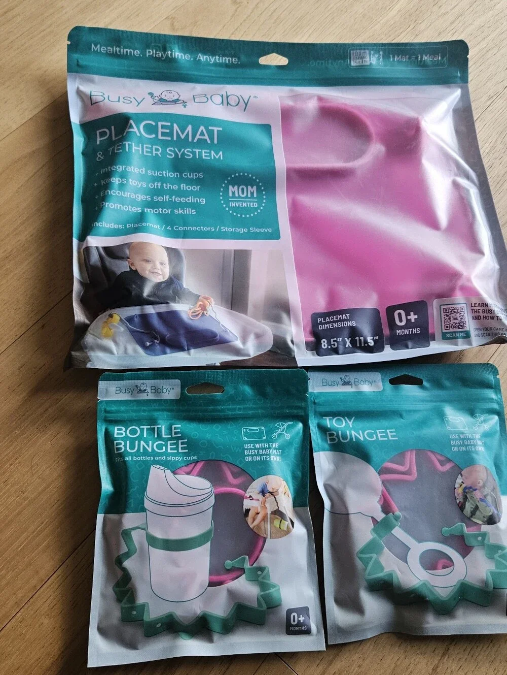 NEW Busy Baby Placemat and Tether System Mealtime Mat Playtime Toys Suction